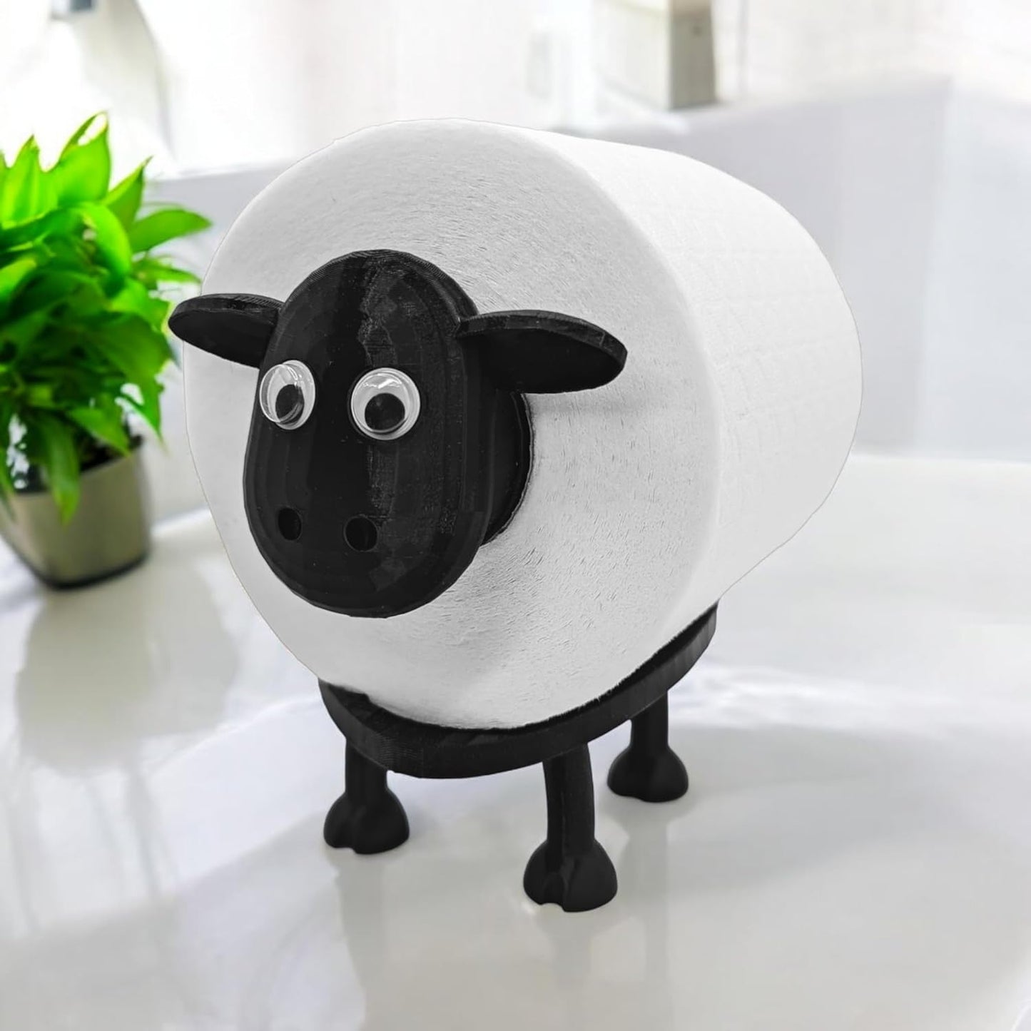 Dekorify Sheep Toilet Paper Holder | Funny Toilet Paper Holder | Black Sheep Cute Toilet Paper Holder | Funny Bathroom Decor | Funky Unique Toilet Paper Holder | Single Unit