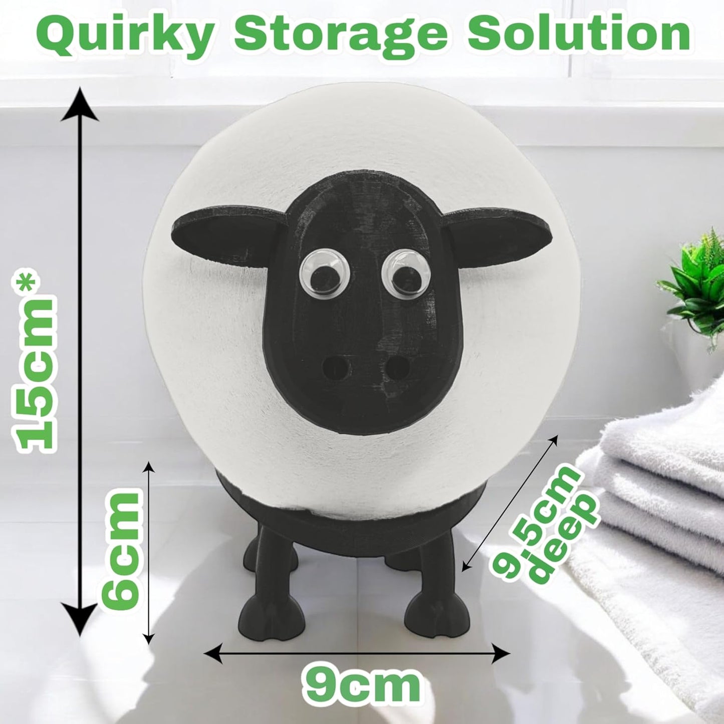 Dekorify Sheep Toilet Paper Holder | Funny Toilet Paper Holder | Black Sheep Cute Toilet Paper Holder | Funny Bathroom Decor | Funky Unique Toilet Paper Holder | Single Unit